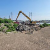 An excavator digging.