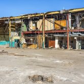 a partly demolished building.