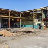 A building partly demolished.