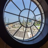 The window that makes up the eye of the snowy owl.