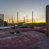 The sunrise over a playground