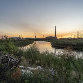 The sunrise over a river