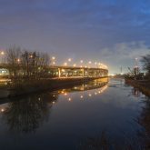 the view down the Keating Channel at dusk