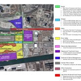 A diagram showing what work is occurring in what areas of the project. For more detail, contact info@waterfrontoronto.ca