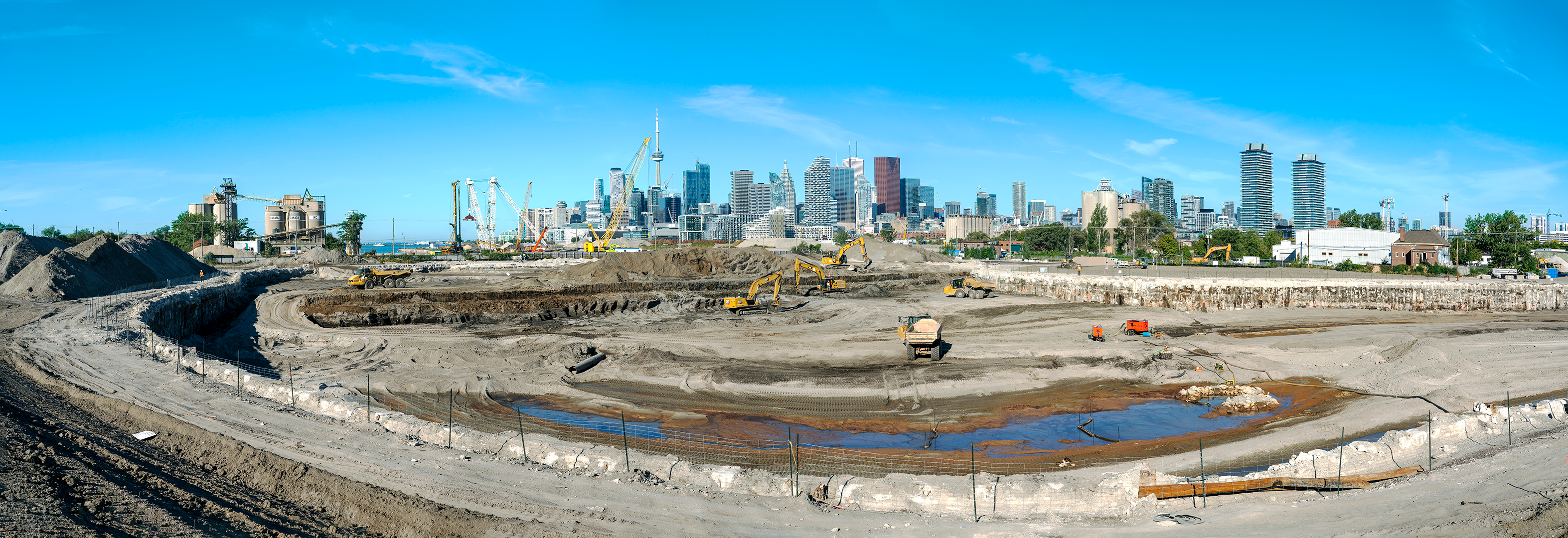 Panorama of new river valley, September 2020
